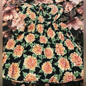 Snap Strapless Floral Summer Dress Size:L